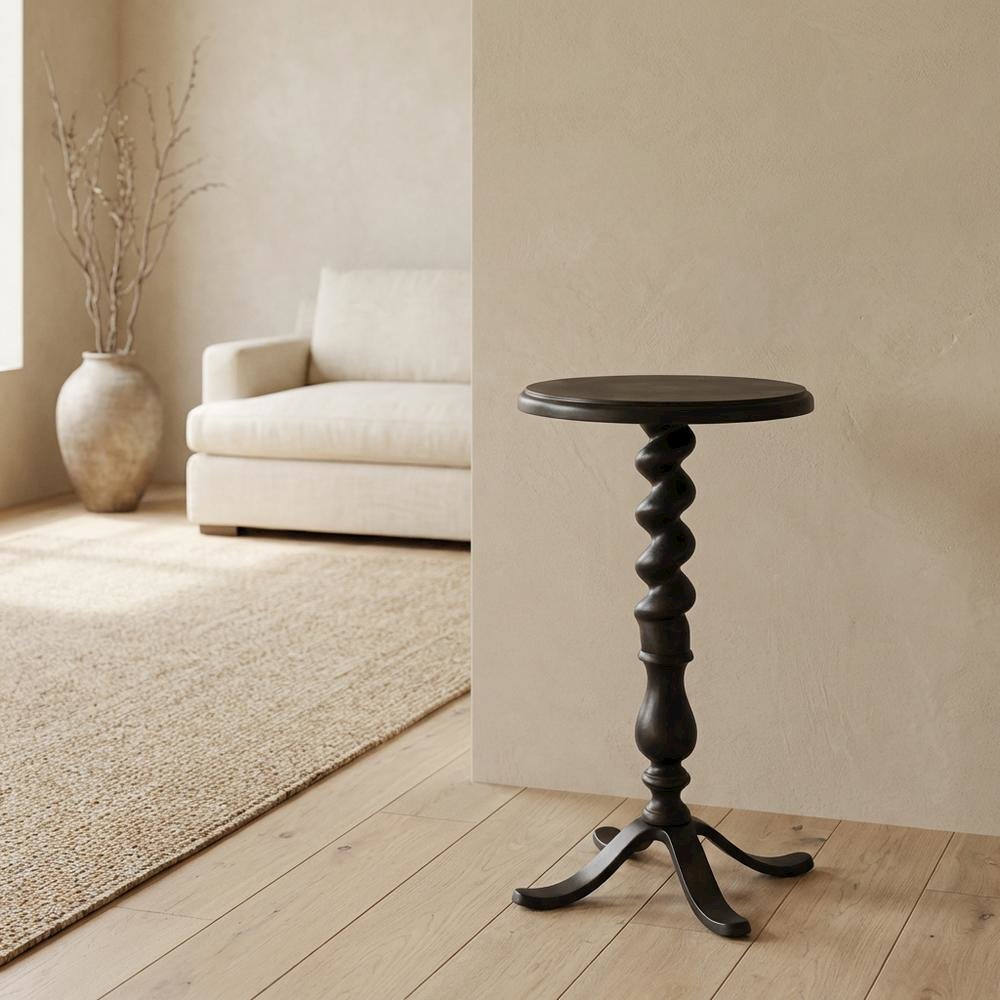 Twisted Rope Round Side Table, Transitional Accent End Table for Living Room. Picture 3