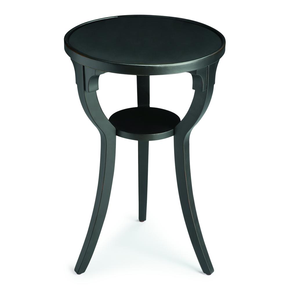 Dalton Round  15.75"W Side Table, Black. Picture 1