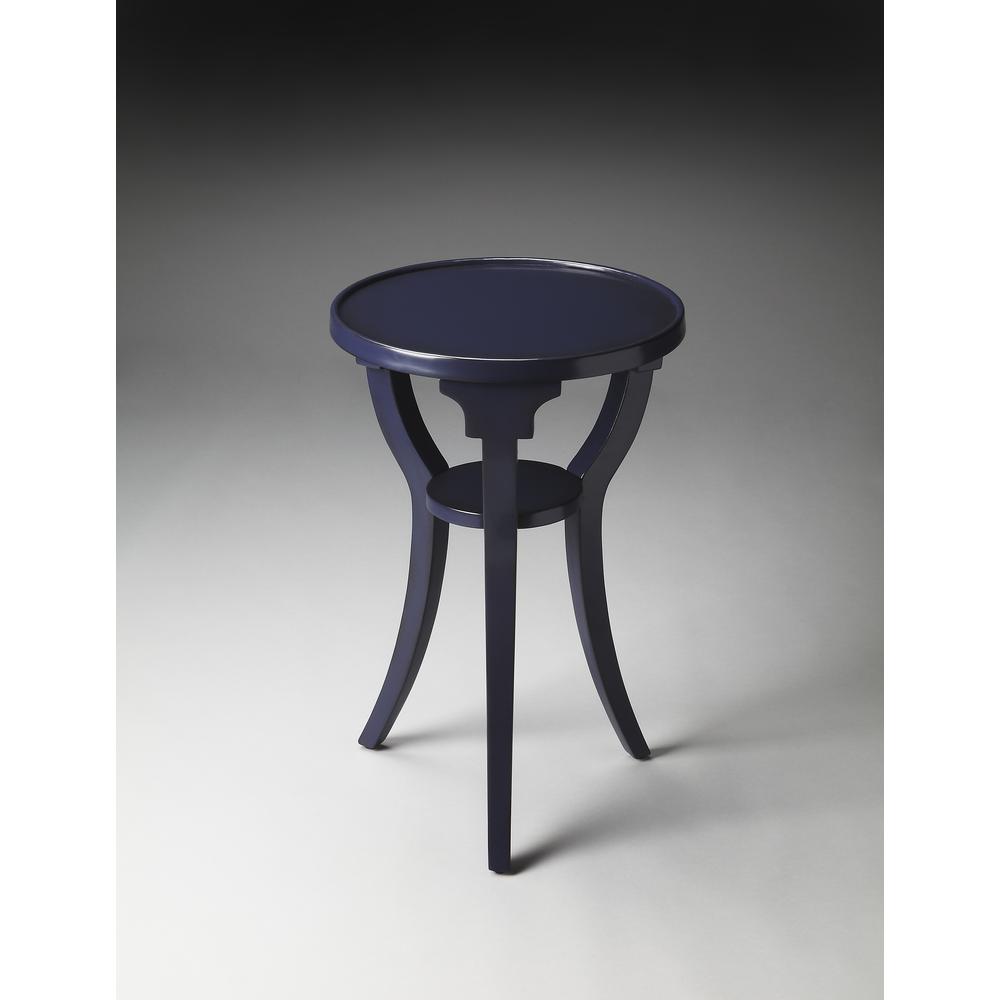 Dalton Round  15.75"W Side Table, Blue. Picture 2