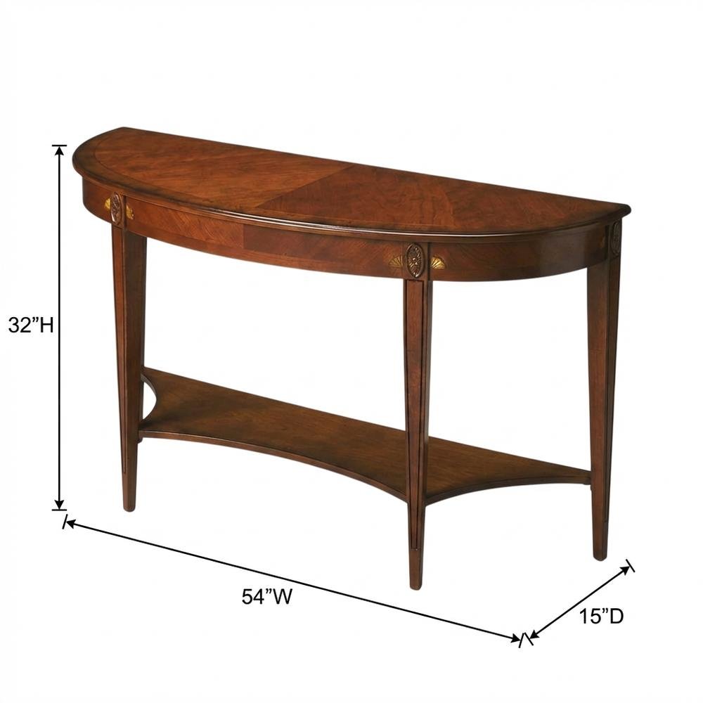 Demilune Console Table with Distressed Finish, Traditional Entryway Sofa Table. Picture 4