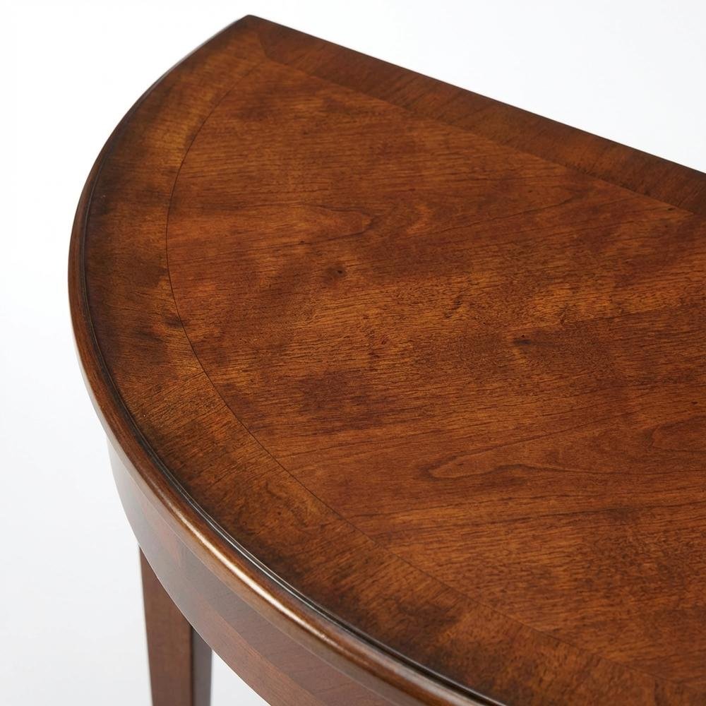 Demilune Console Table with Distressed Finish, Traditional Entryway Sofa Table. Picture 6