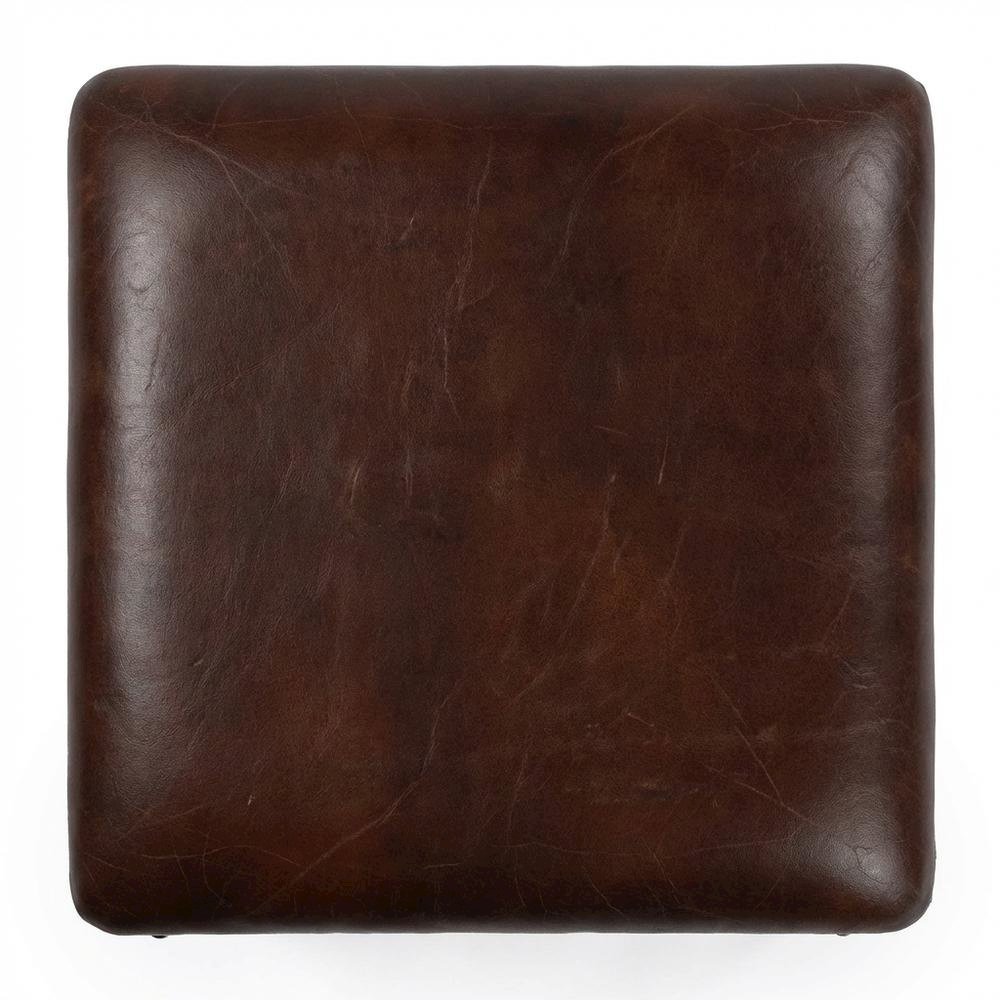 Square Industrial Ottoman Footstool with Distressed Finish for Living Room. Picture 7