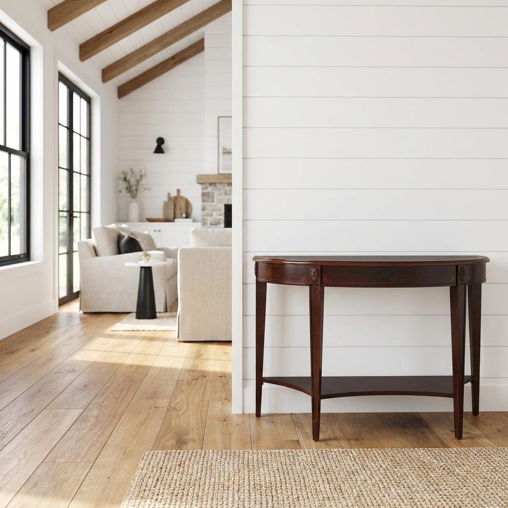 Demilune Console Table, Traditional Sofa Table for Entryway or Hallway. Picture 2