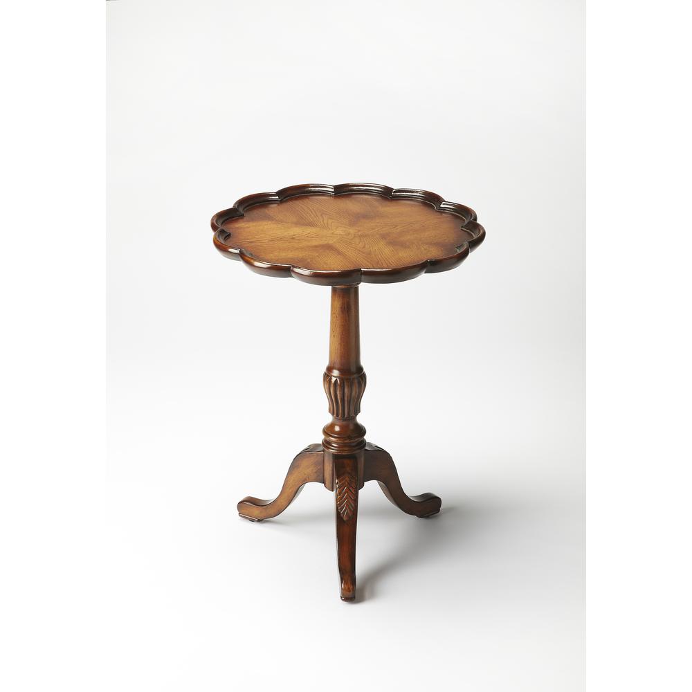 Dansby Pedestal Side Table, Medium Brown. Picture 1