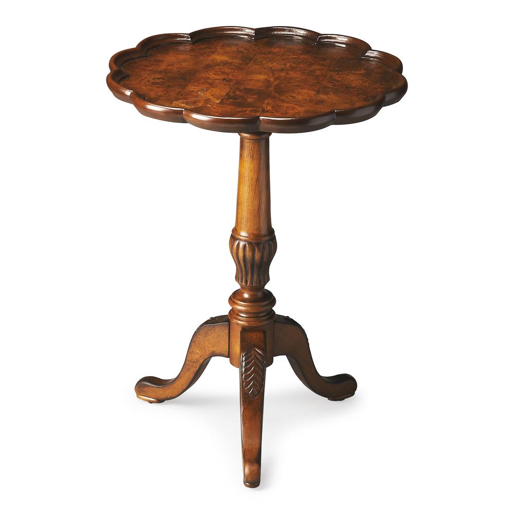 Dansby Pedestal Side Table, Medium Brown. Picture 1