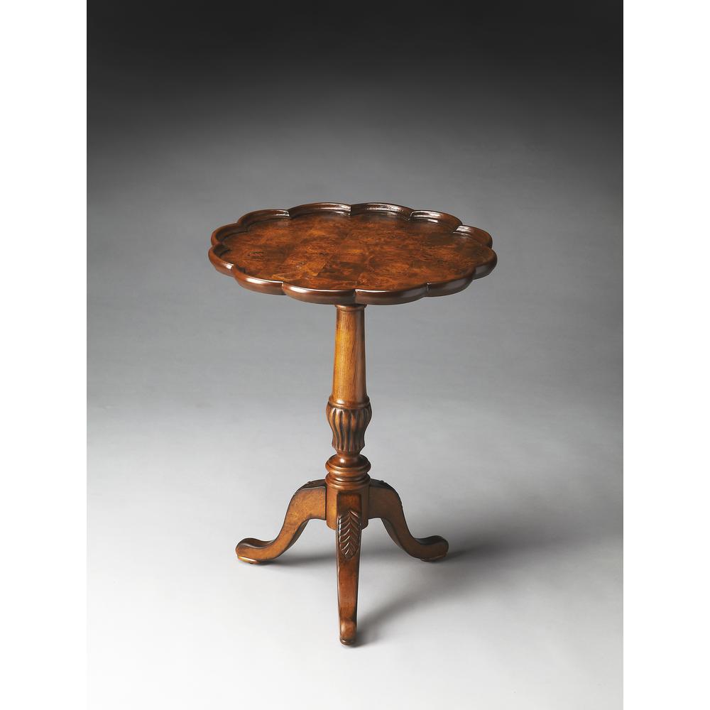 Dansby Pedestal Side Table, Medium Brown. Picture 3