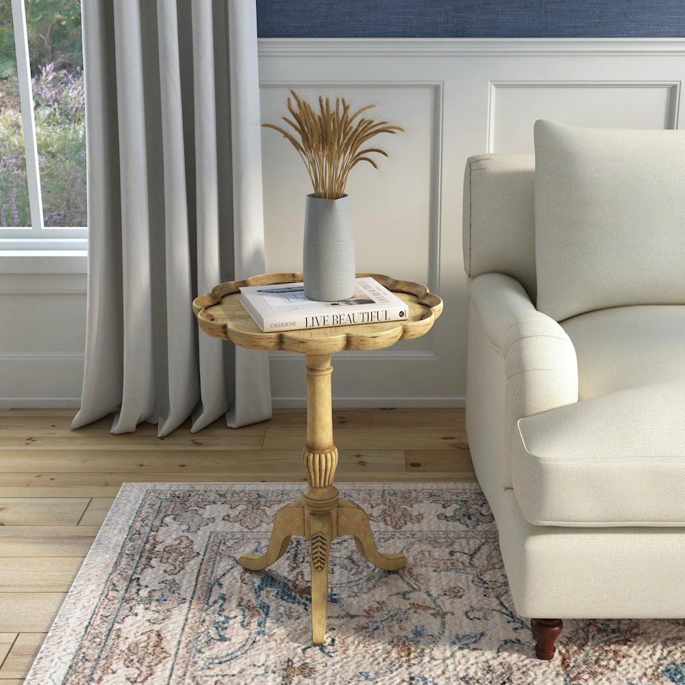 Dansby Pedestal Side Table, Beige. Picture 6