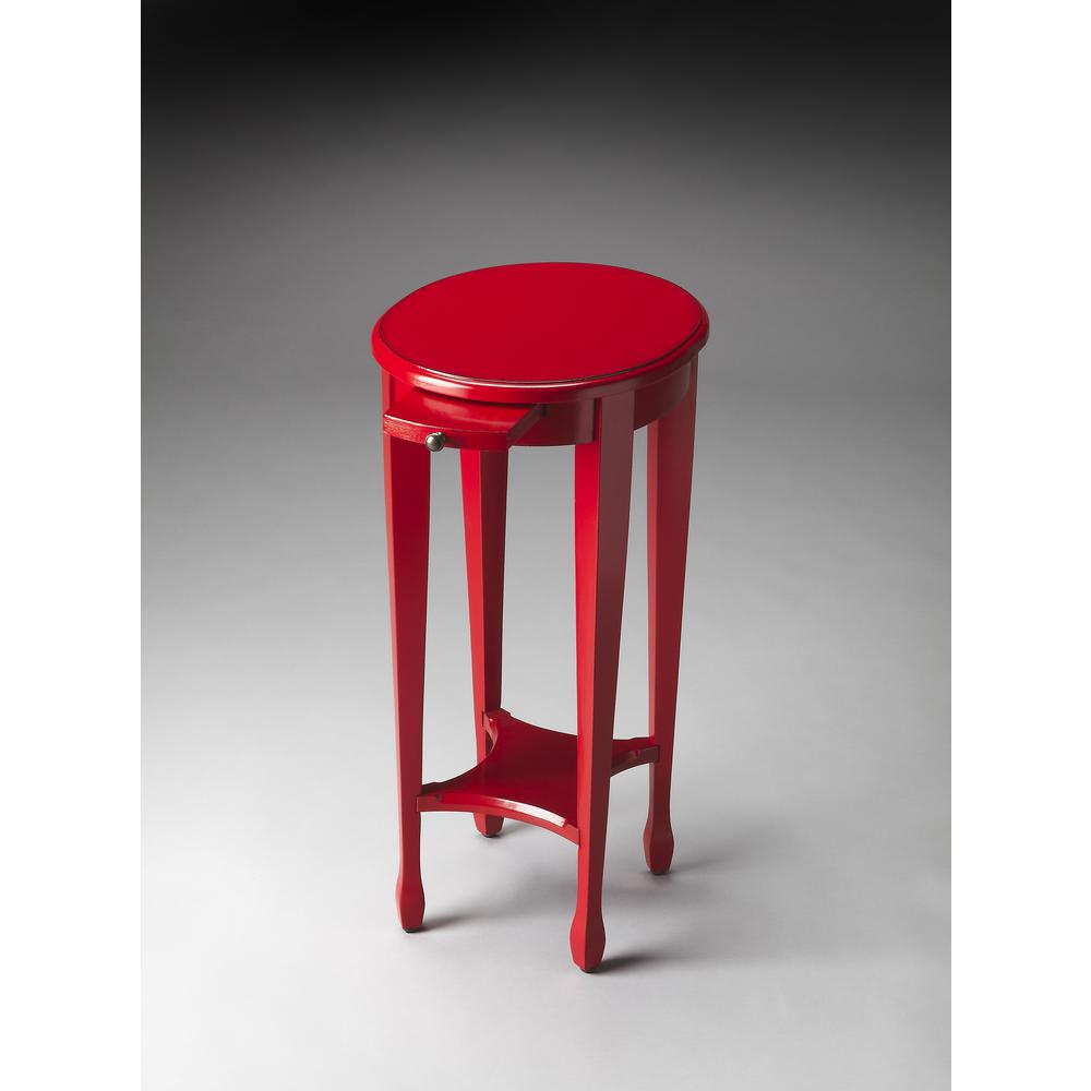 Arielle Round 12.5"W Side Table, Red. Picture 2