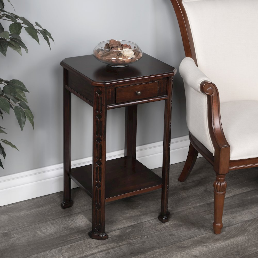 Moyer Side Table with Storage, Dark Brown. Picture 10