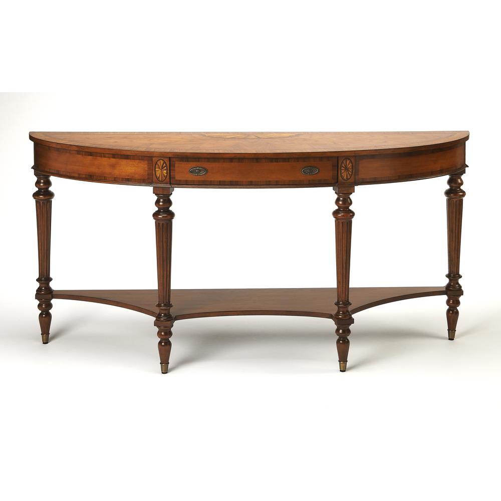 Latham Demilune Console Table, Medium Brown. Picture 2