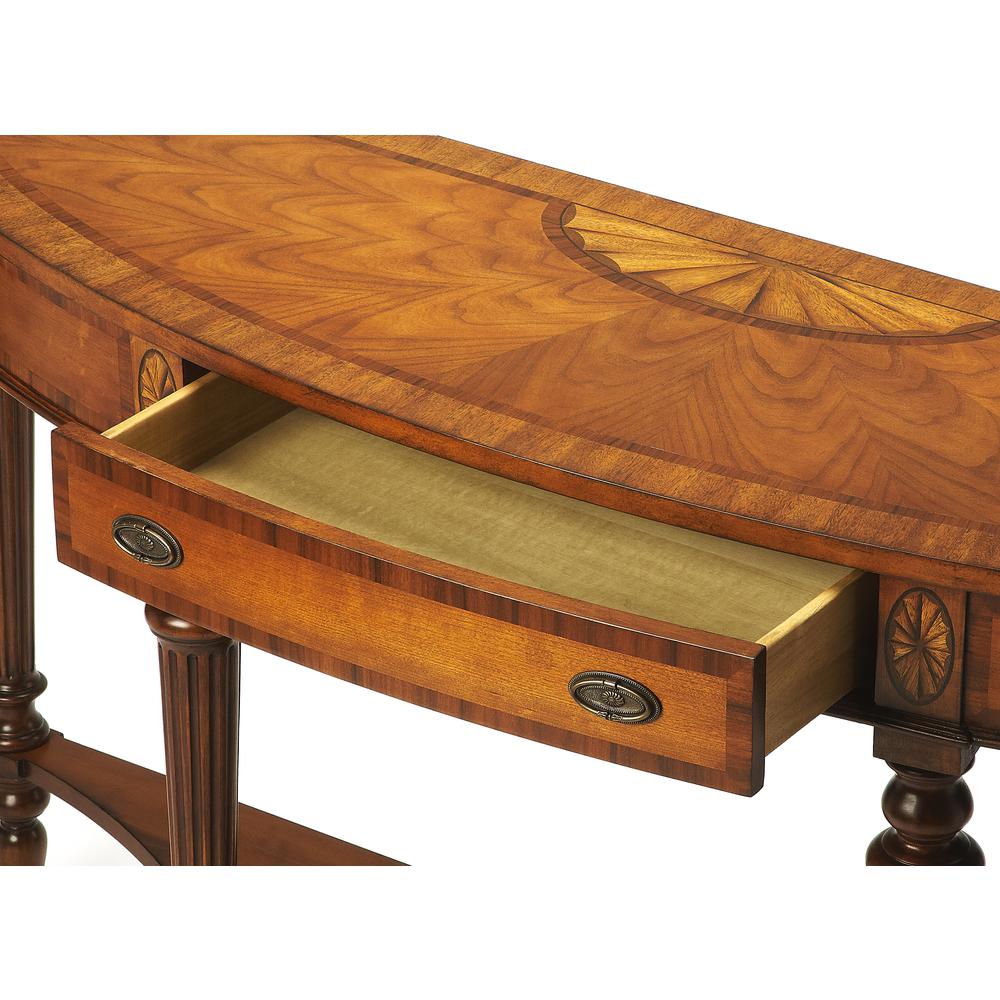 Latham Demilune Console Table, Medium Brown. Picture 3