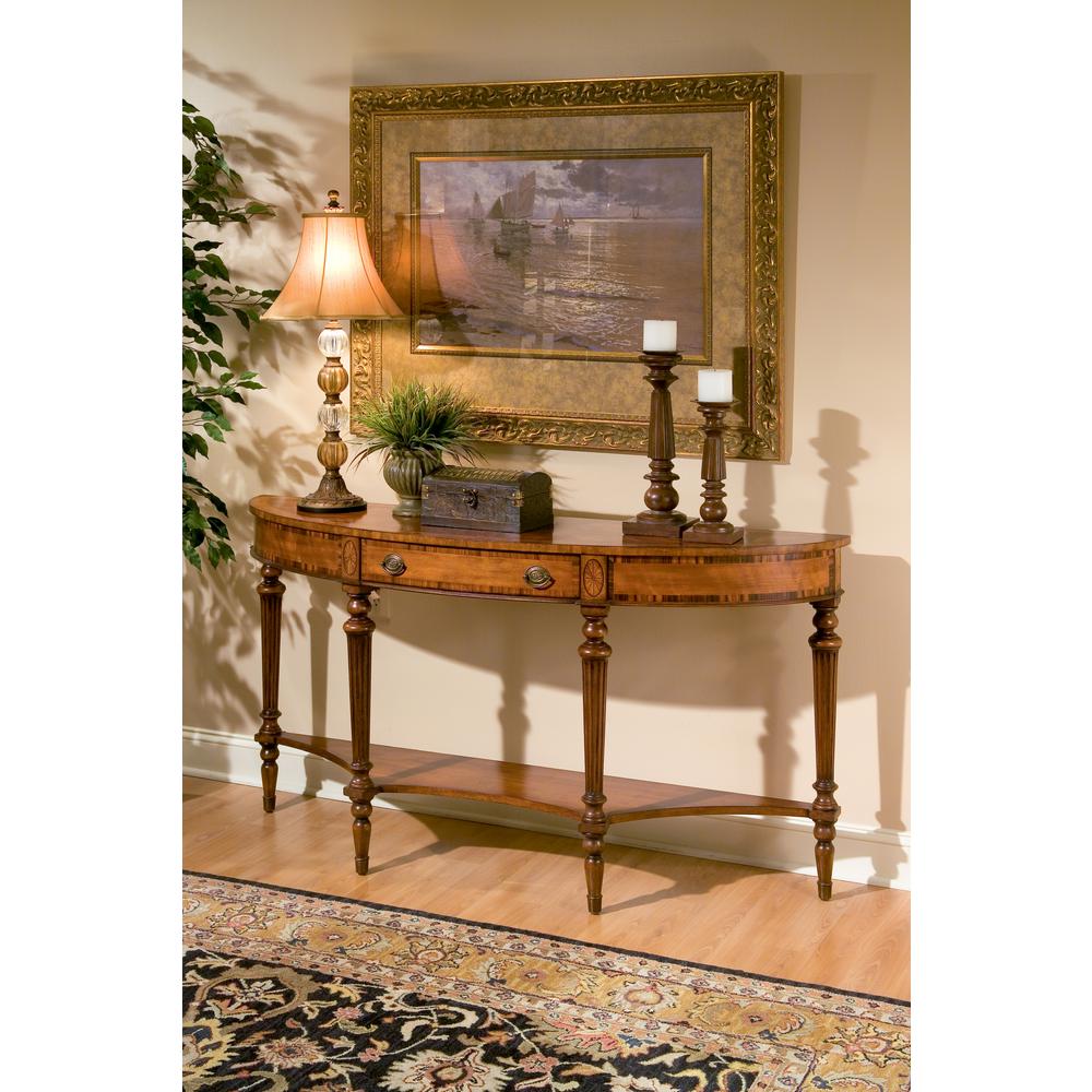 Latham Demilune Console Table, Medium Brown. Picture 5