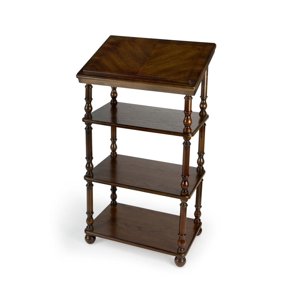 Alden 4-Tier Library Stand, Medium Brown. Picture 1