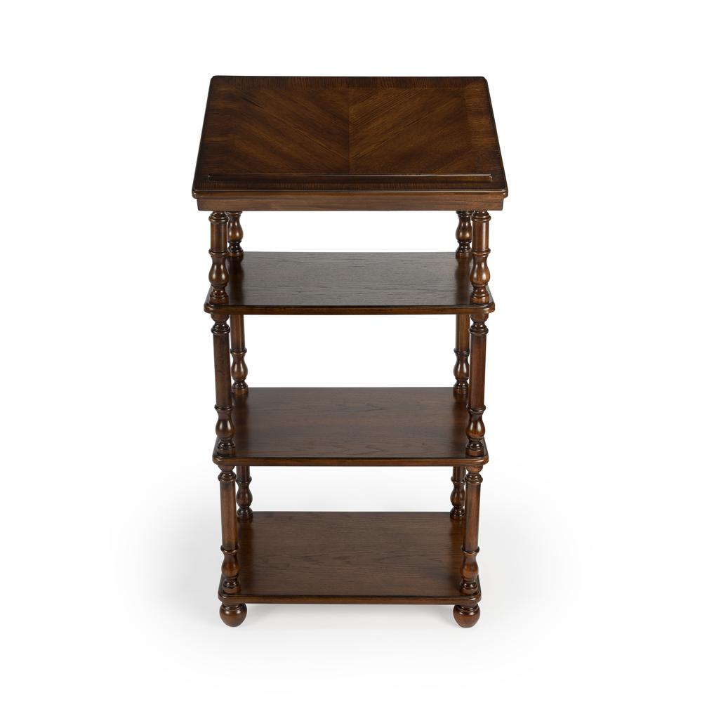 Alden 4-Tier Library Stand, Medium Brown. Picture 3