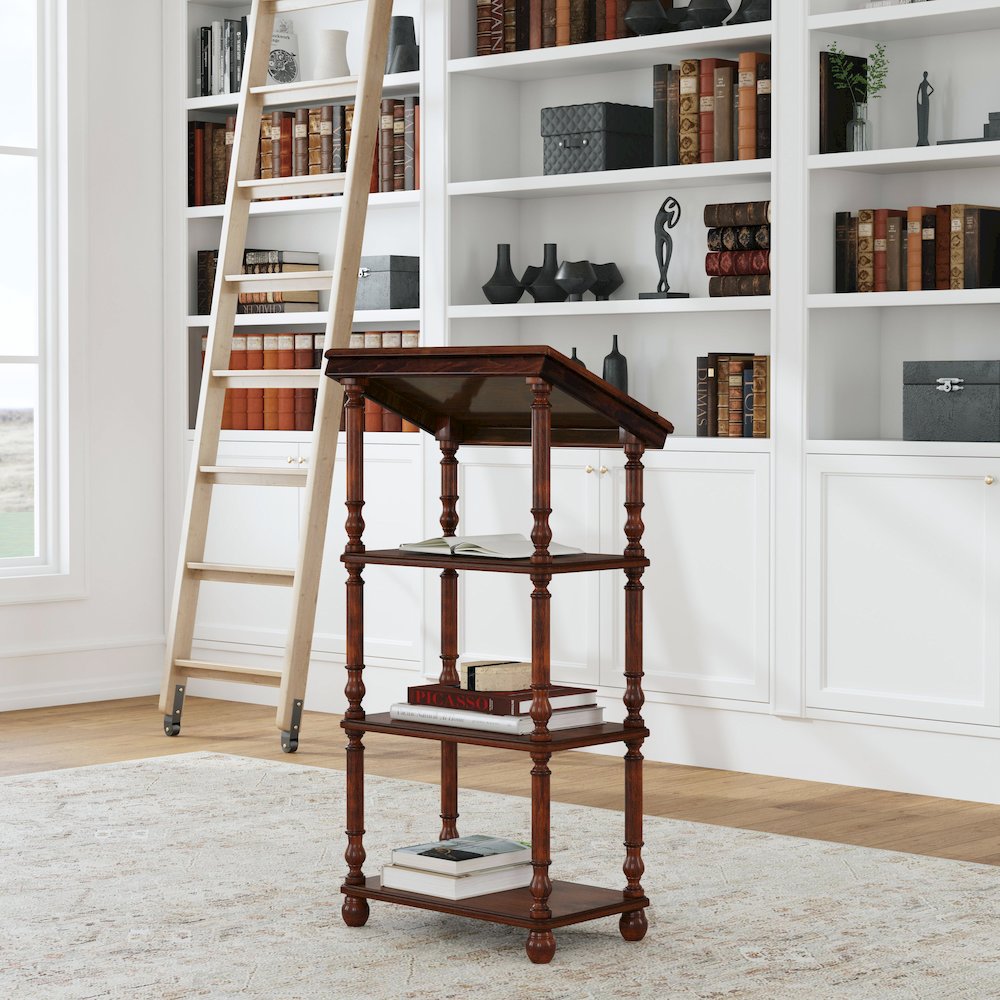 Alden 4-Tier Library Stand, Medium Brown. Picture 2