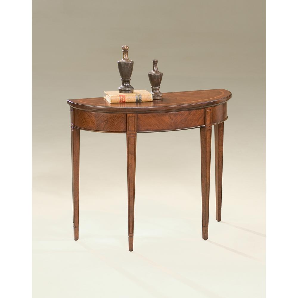 Hampton 36" Demilune Console Table, Dark Brown. Picture 3