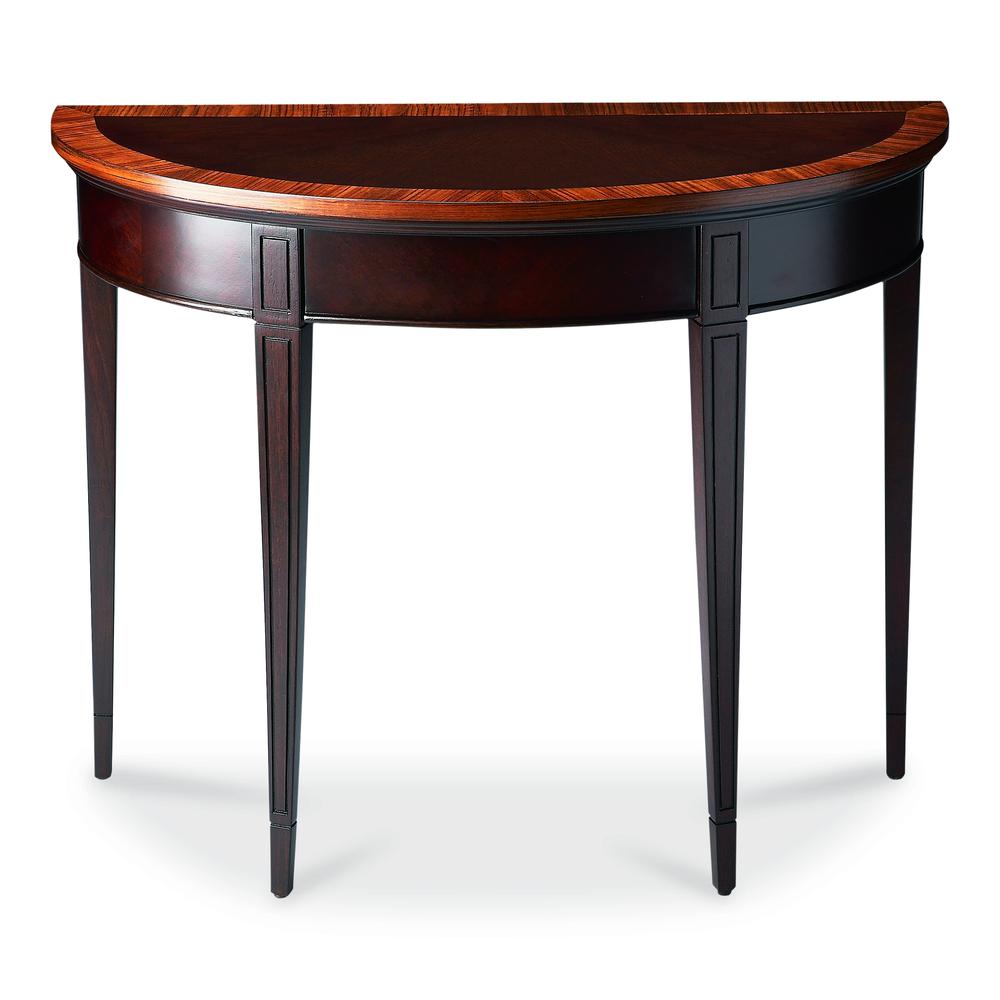 Hampton 36" Demilune Console Table, Dark Brown. Picture 1