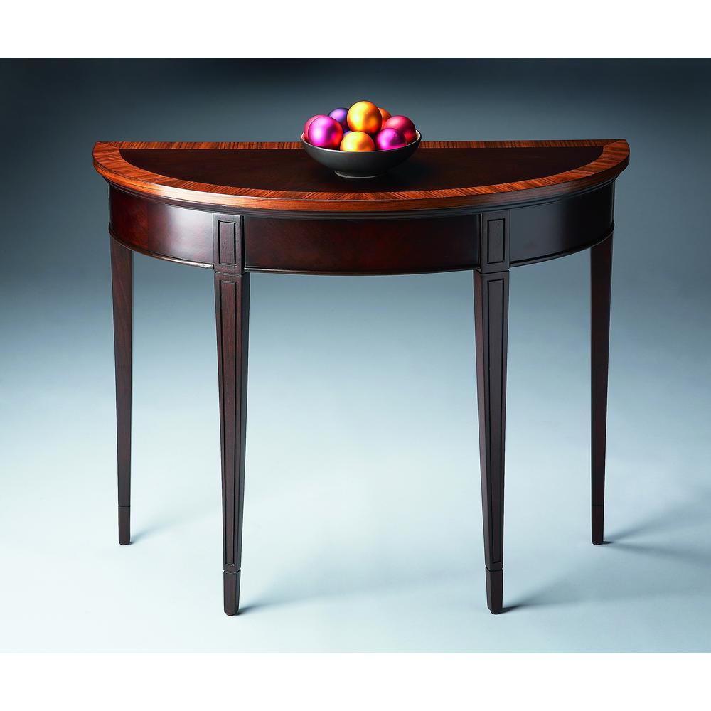 Hampton 36" Demilune Console Table, Dark Brown. Picture 2