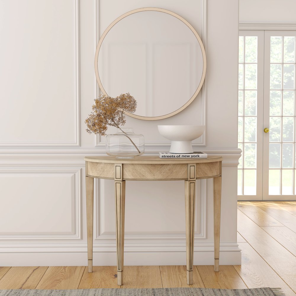 Hampton Demilune 36" Console Table, Beige. Picture 6