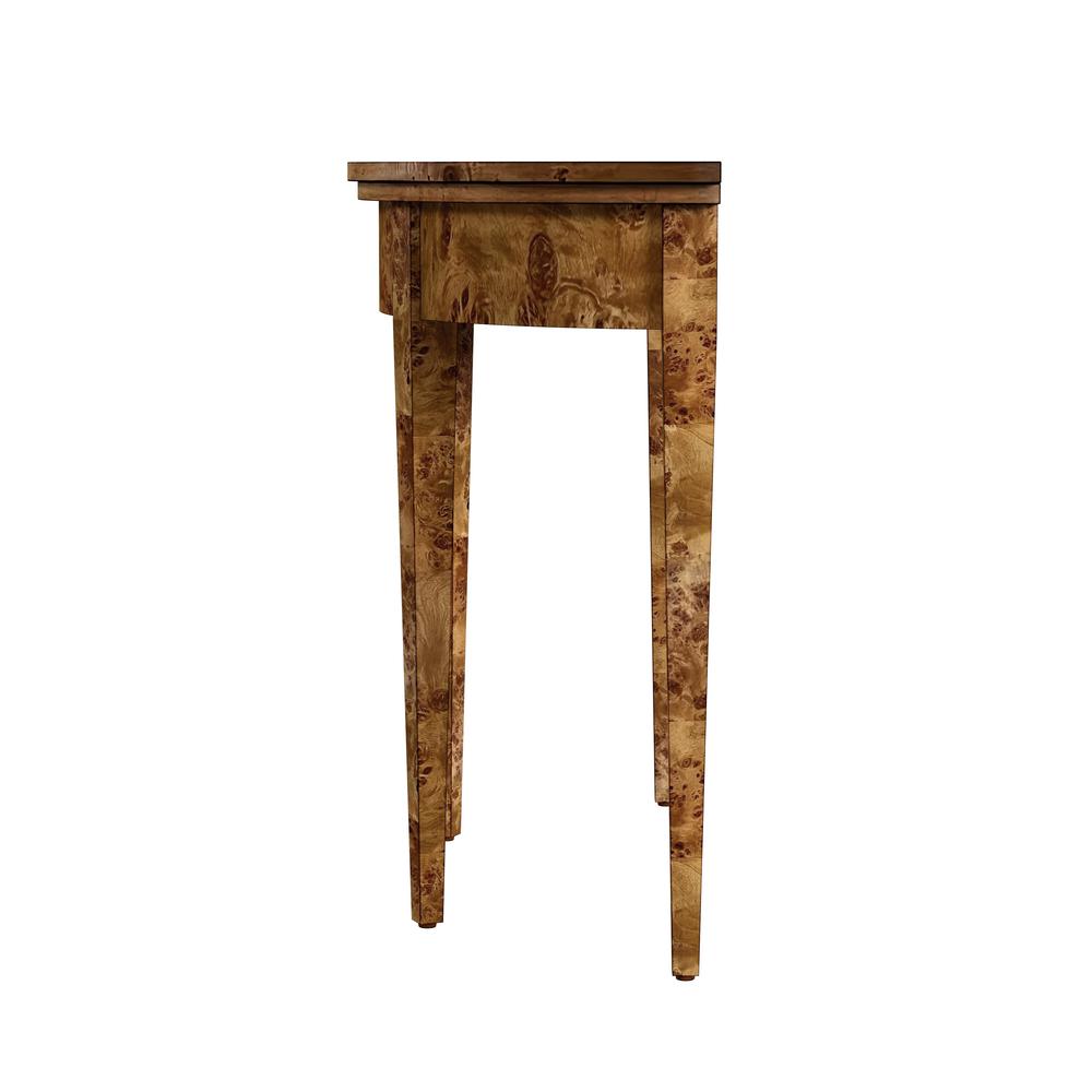 Hampton Demilune Burl 36" Console Table, Medium Brown. Picture 4