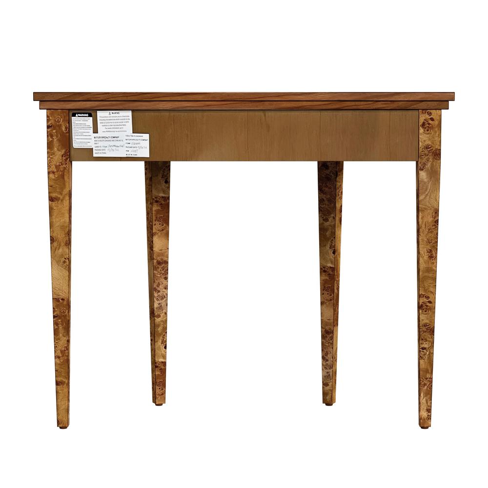 Hampton Demilune Burl 36" Console Table, Medium Brown. Picture 5