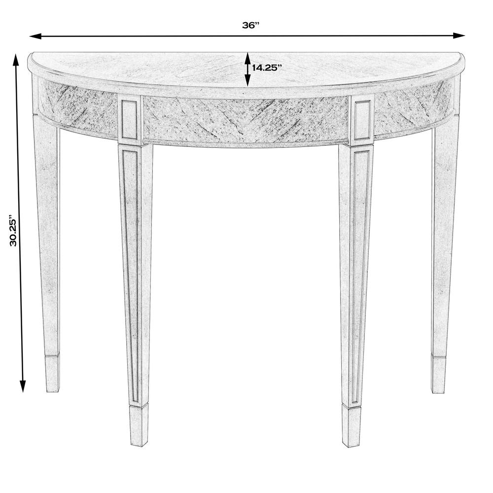 Hampton Demilune Burl 36" Console Table, Medium Brown. Picture 6
