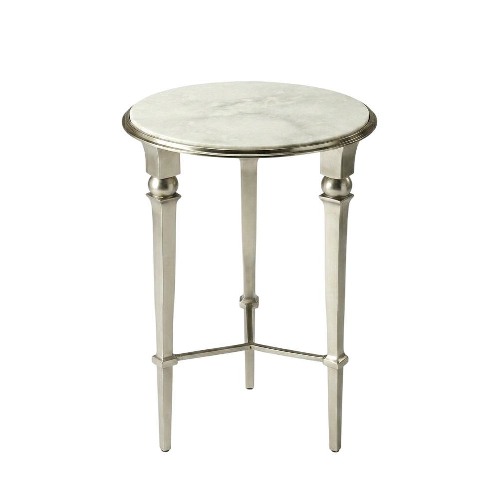 Round Marble Top End Table, Modern Accent Side Table for Living Room Bedroom. Picture 1