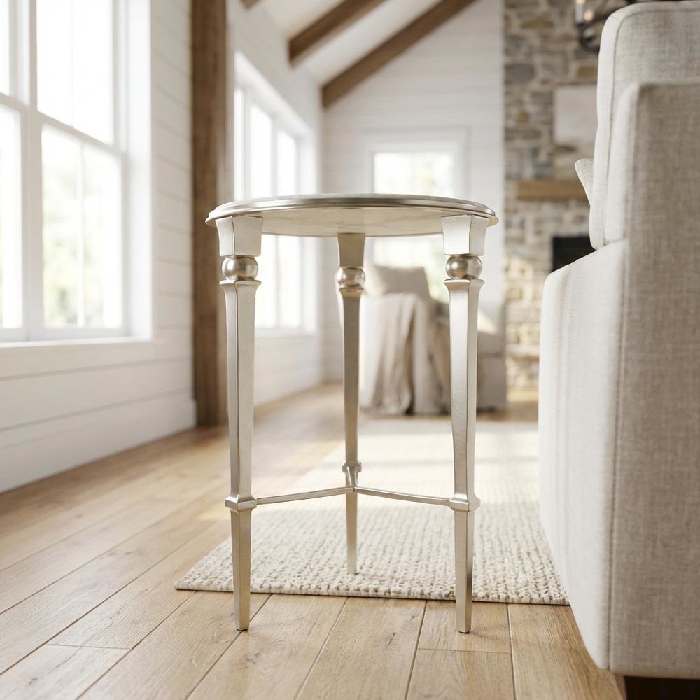 Round Marble Top End Table, Modern Accent Side Table for Living Room Bedroom. Picture 2
