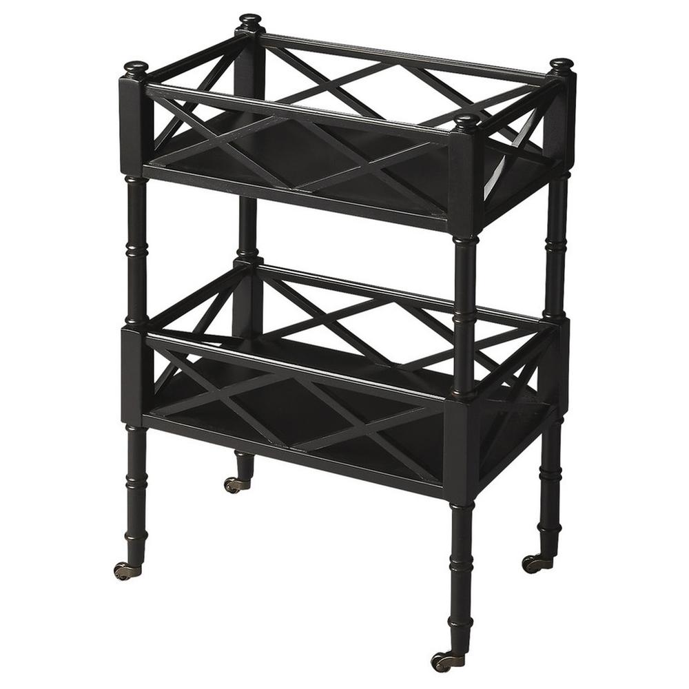 Foster 2 Tier Bar Cart, Black. Picture 1