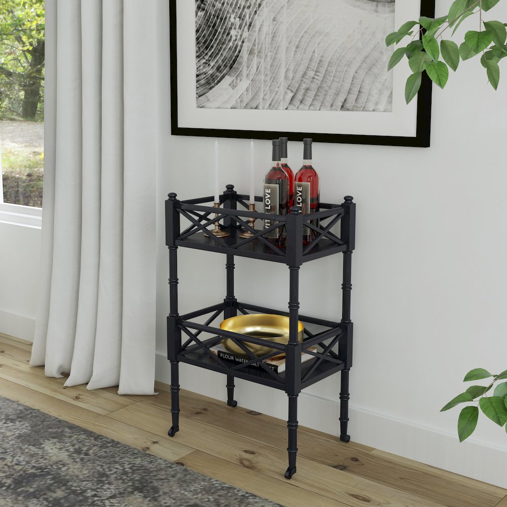 Foster 2 Tier Bar Cart, Black. Picture 2