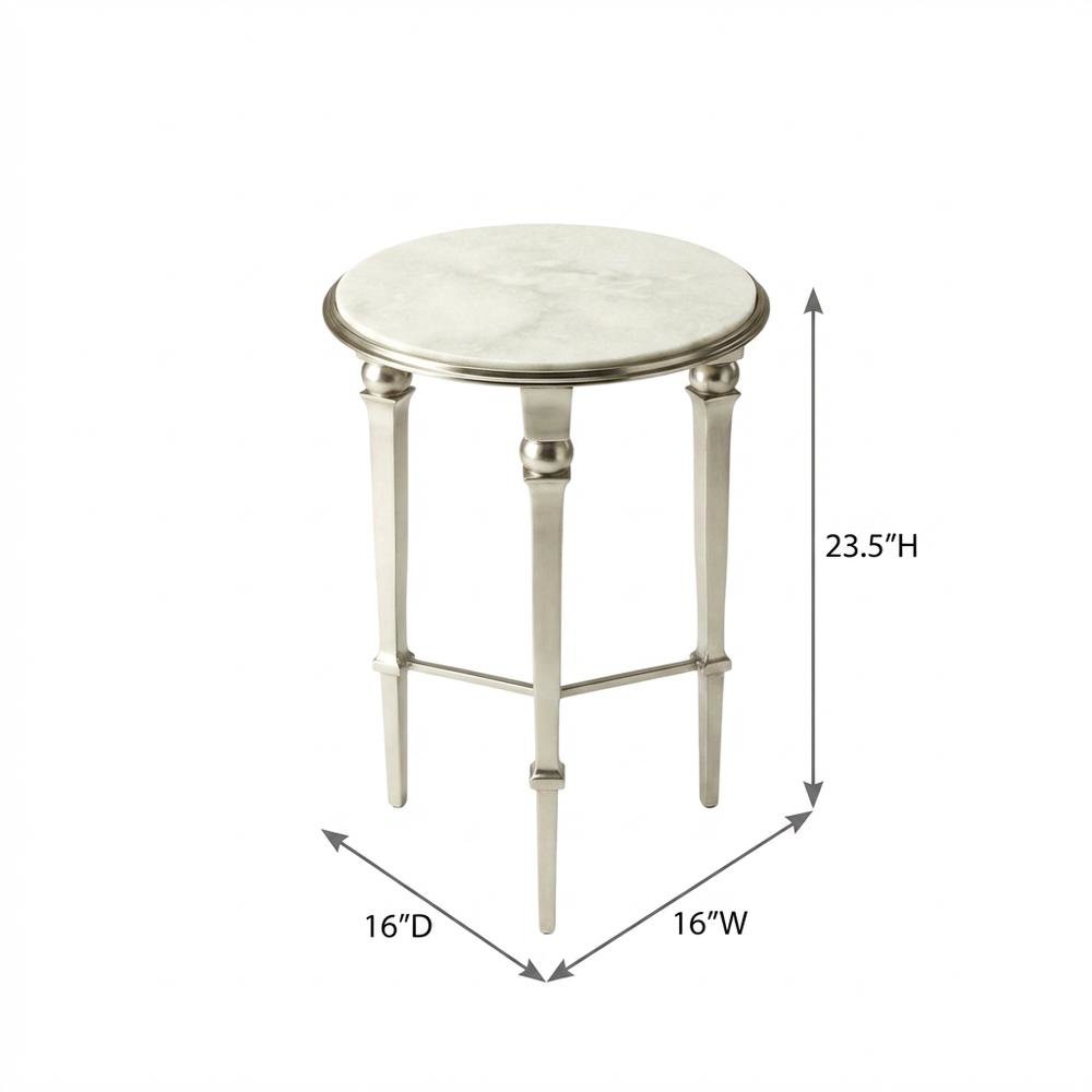 Round Marble Top End Table, Modern Accent Side Table for Living Room Bedroom. Picture 4
