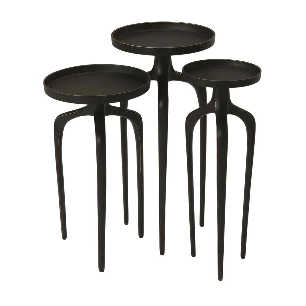 Round Modern Side Table Set of 3, Contemporary Accent Table for Living Room. Picture 5