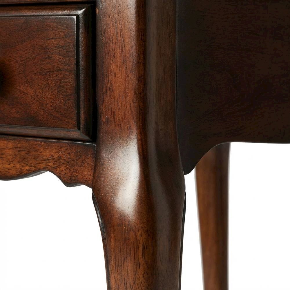 Traditional Chairside Table with Drawer, Wood End Table for Living Room, Cherry. Picture 7