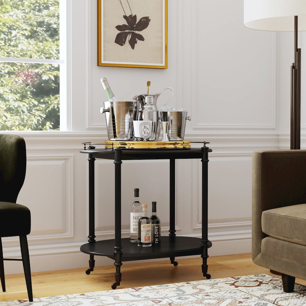 Kathleen 2 Tier Bar Cart, Black. Picture 4