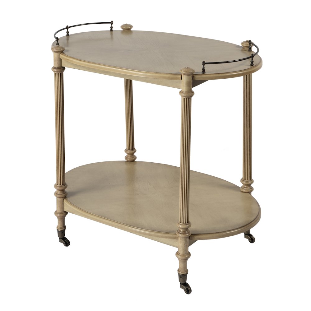 Kathleen 2 Tier Bar Cart, Beige. Picture 1