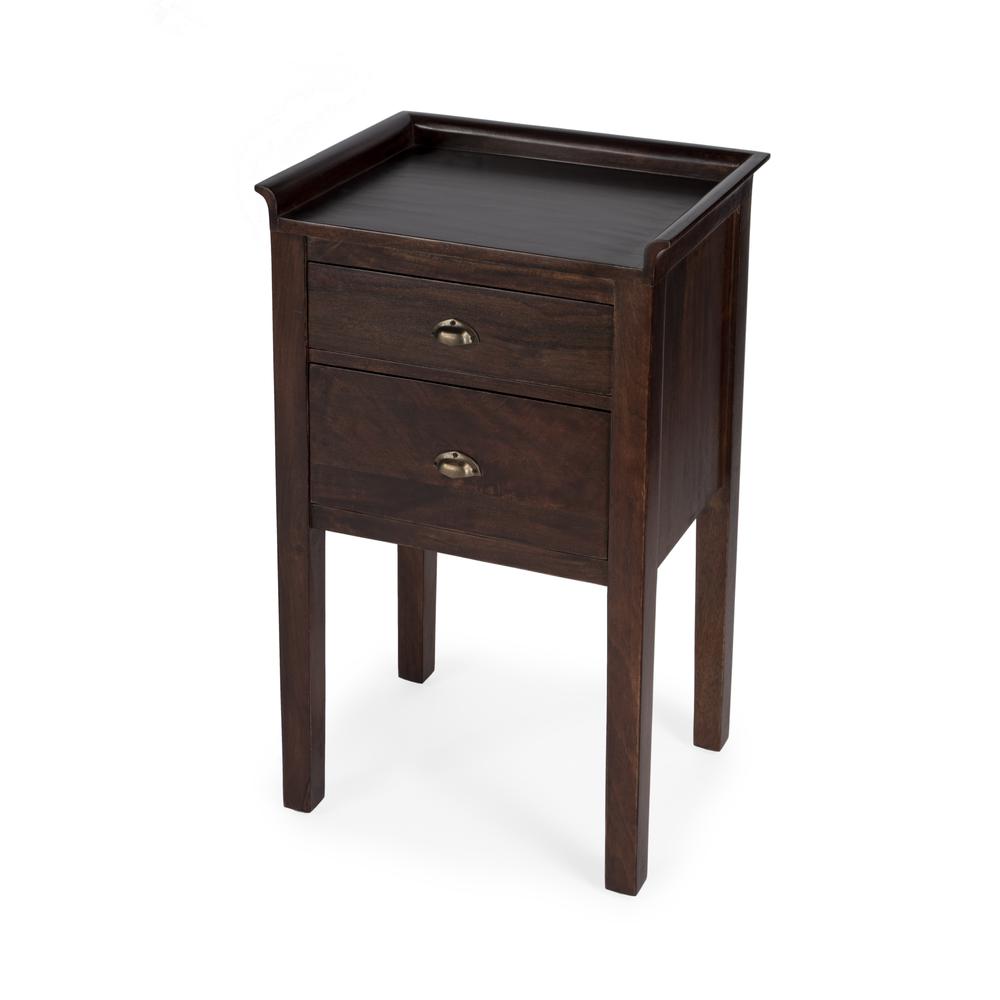 Gabriel Solid Wood Side Table, Dark Brown. Picture 1