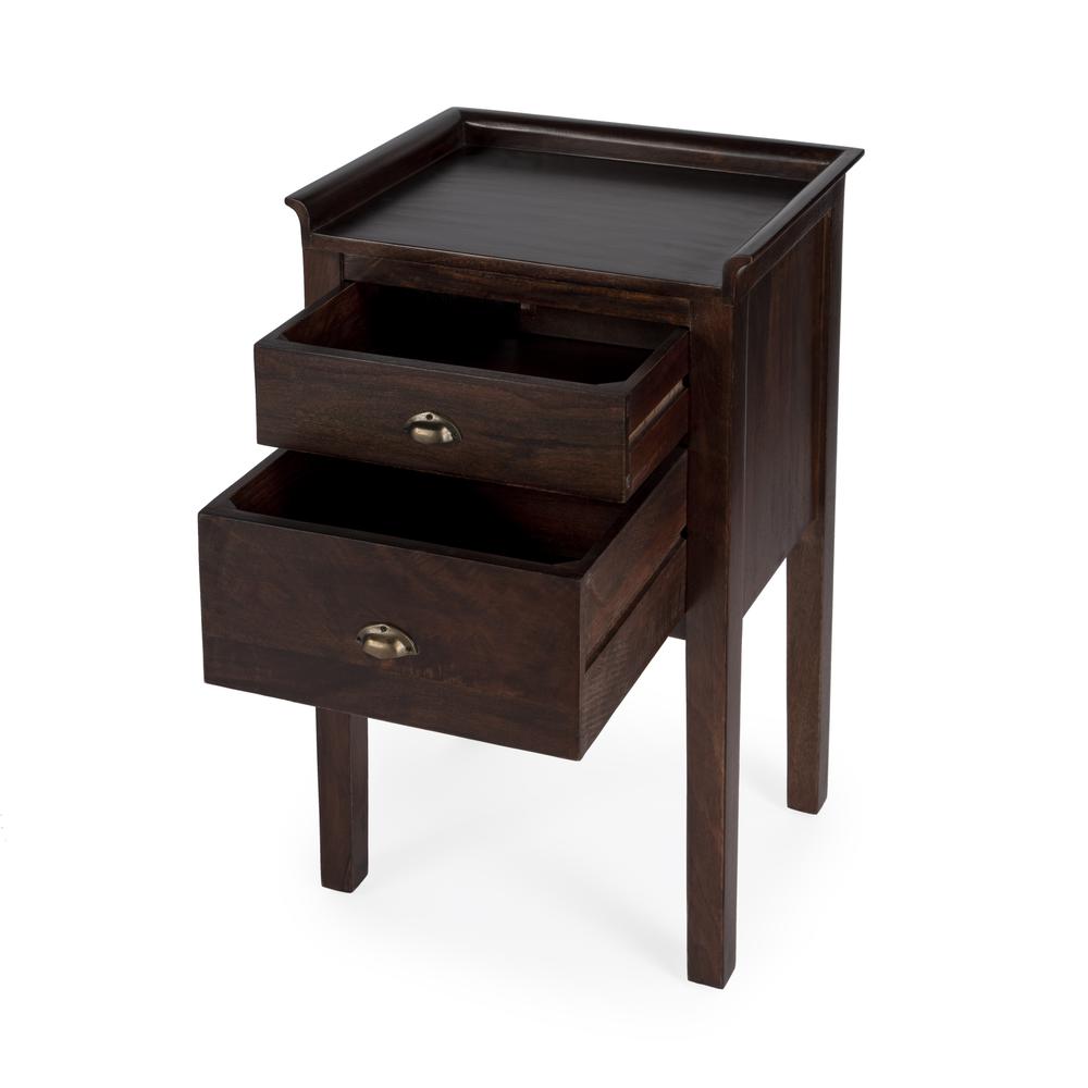 Gabriel Solid Wood Side Table, Dark Brown. Picture 2