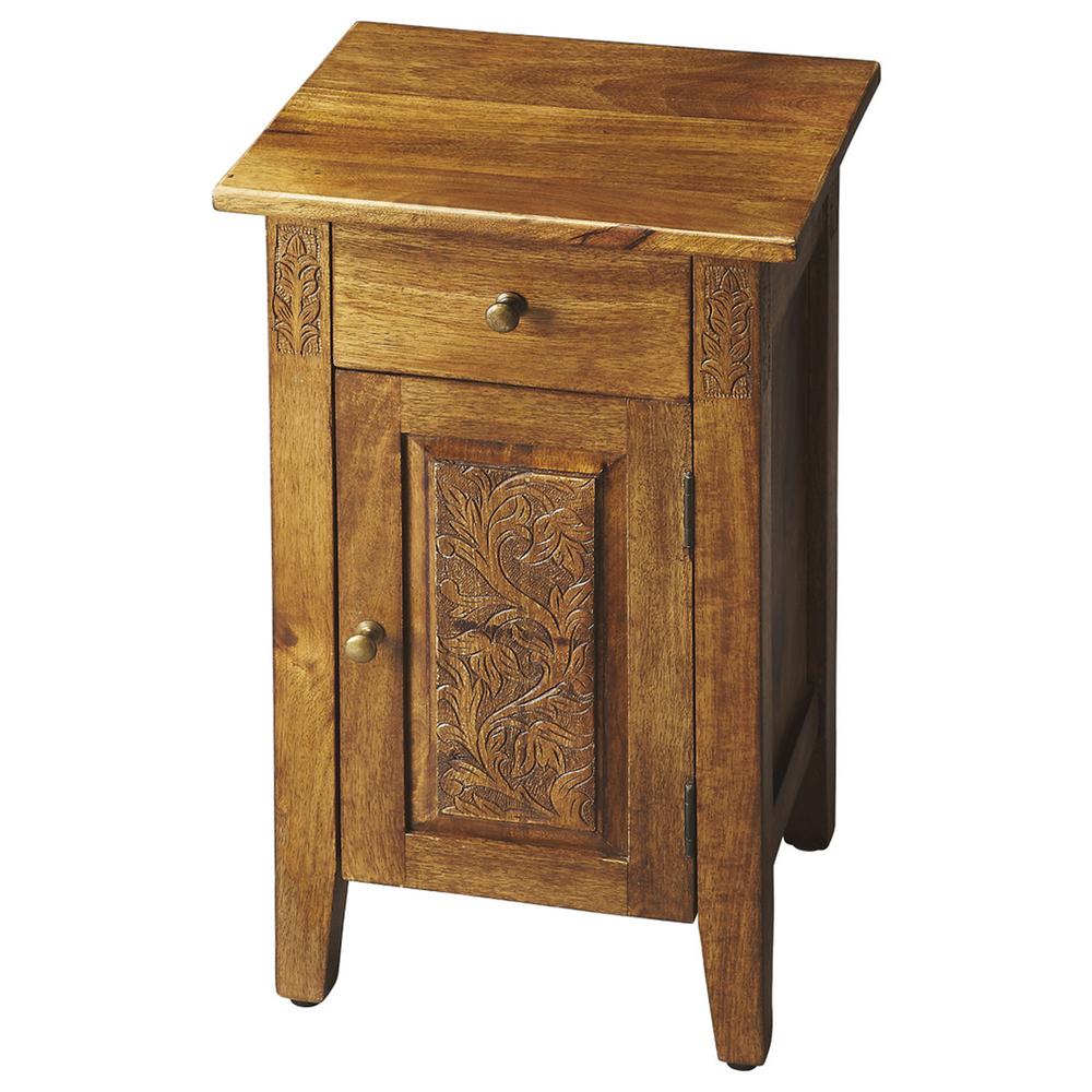 Wester Hand Carved Cabinet, Light Brown. Picture 1
