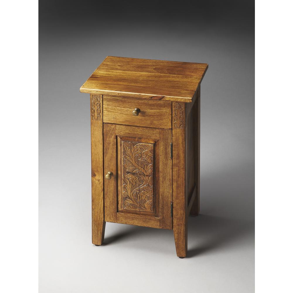 Wester Hand Carved Cabinet, Light Brown. Picture 3