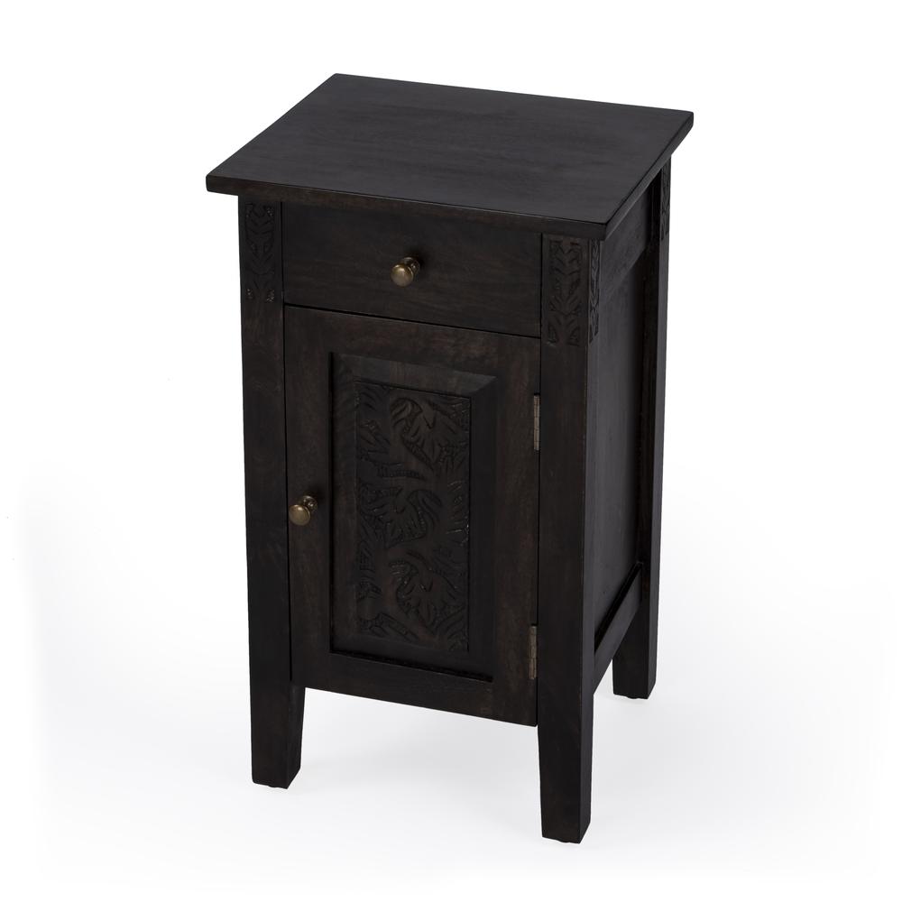 Switra 1 door 1 drawer End Table, Dark Brown. Picture 1