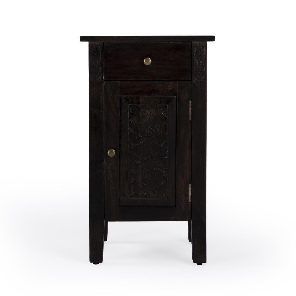 Switra 1 door 1 drawer End Table, Dark Brown. Picture 5