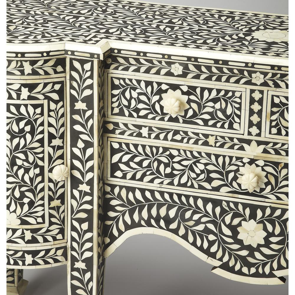 Vivienne Bone Inlay 57.25"W Buffet, Black. Picture 3