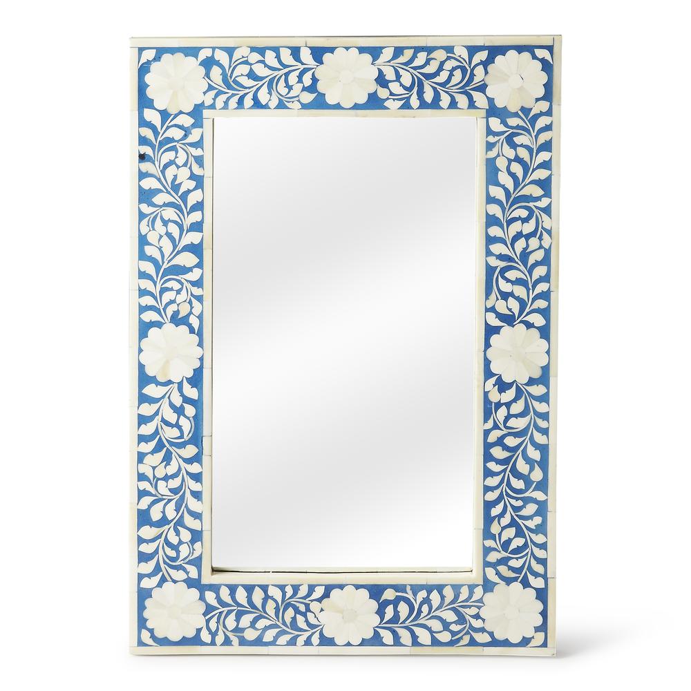 Vivienne Bone Inlay Wall Mirrored, Blue. Picture 1