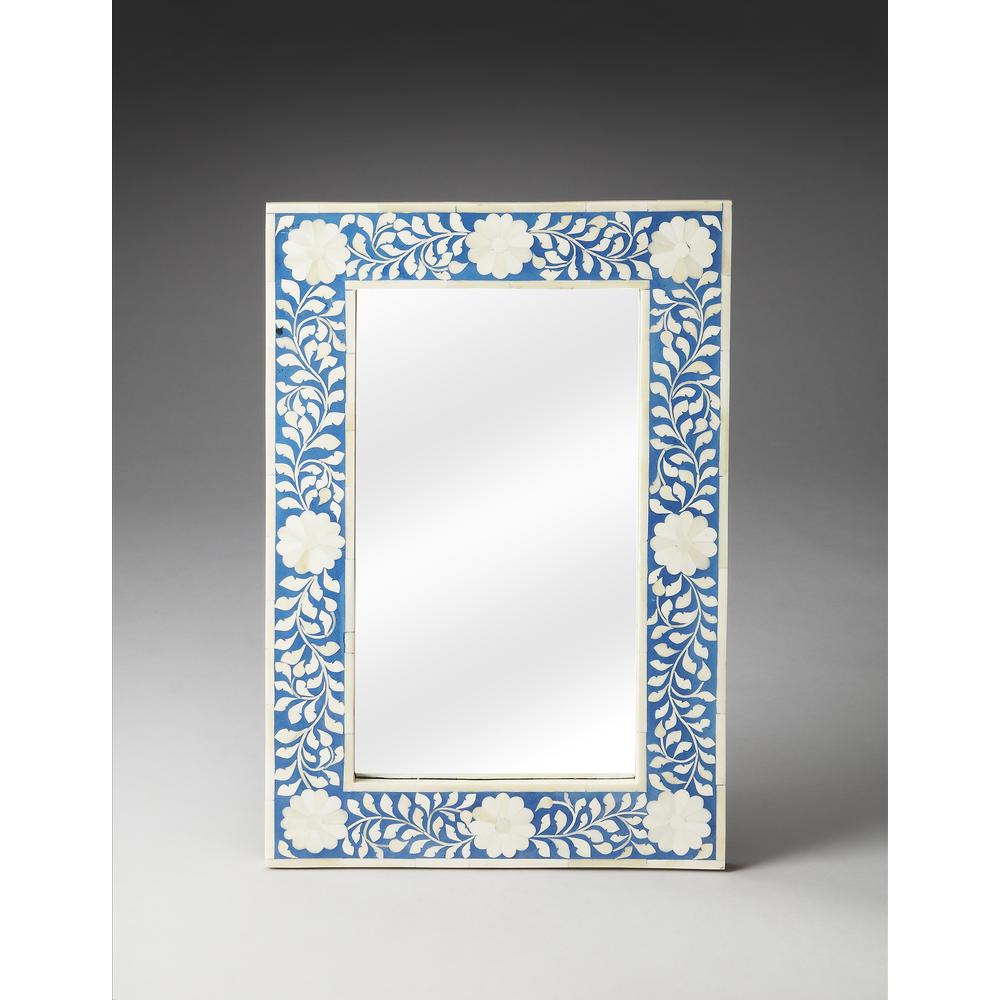 Vivienne Bone Inlay Wall Mirrored, Blue. Picture 2
