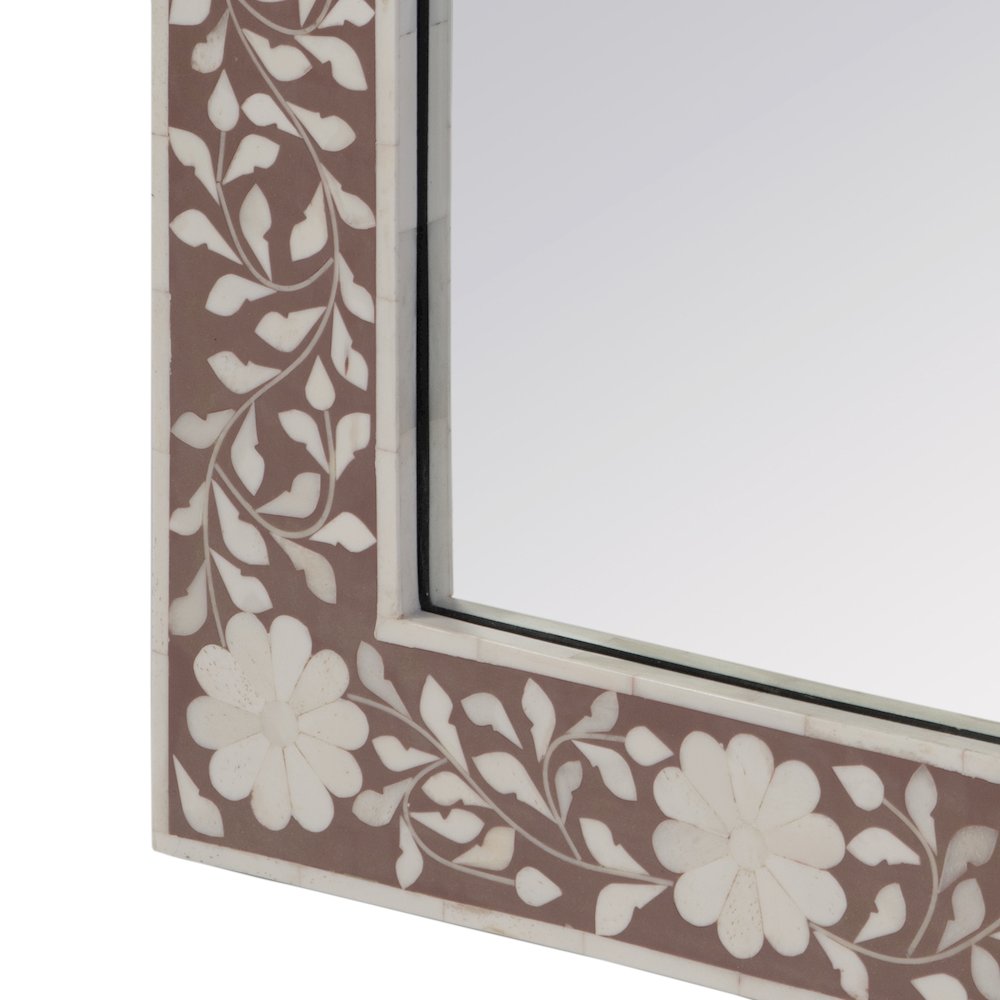 16 in. W x 24 in. H Rectangular Hanging Accent Wall Mirror, Pink, Beige. Picture 4