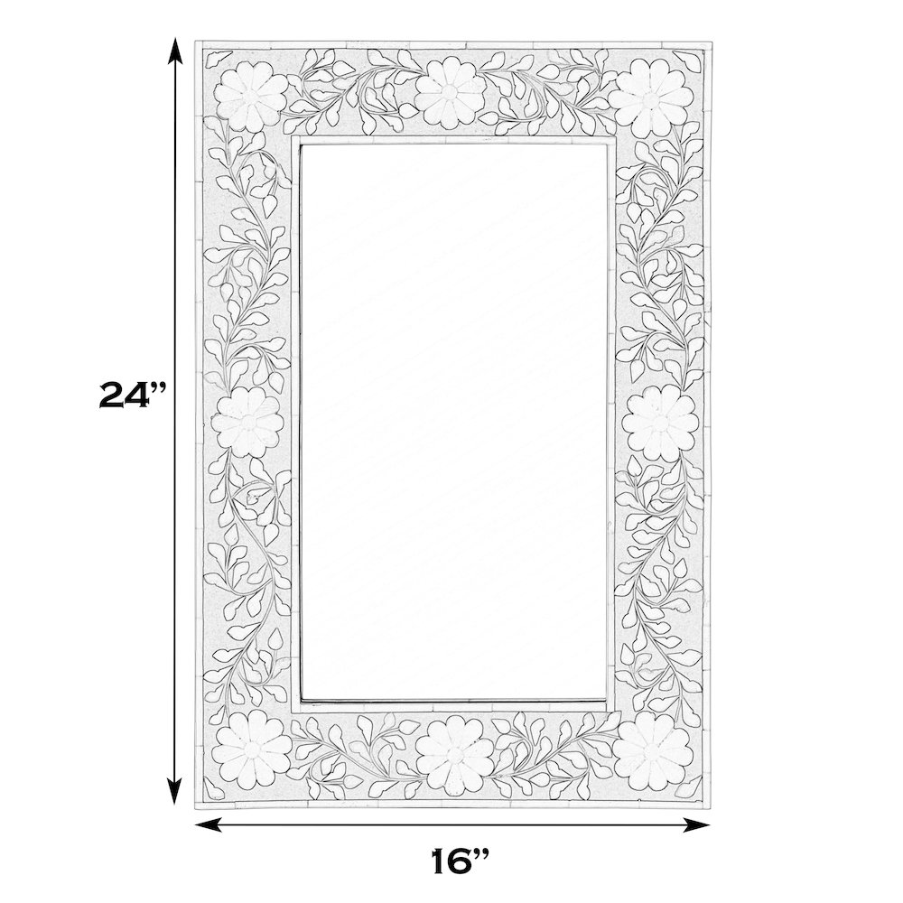 16 in. W x 24 in. H Rectangular Hanging Accent Wall Mirror, Green, White. Picture 2