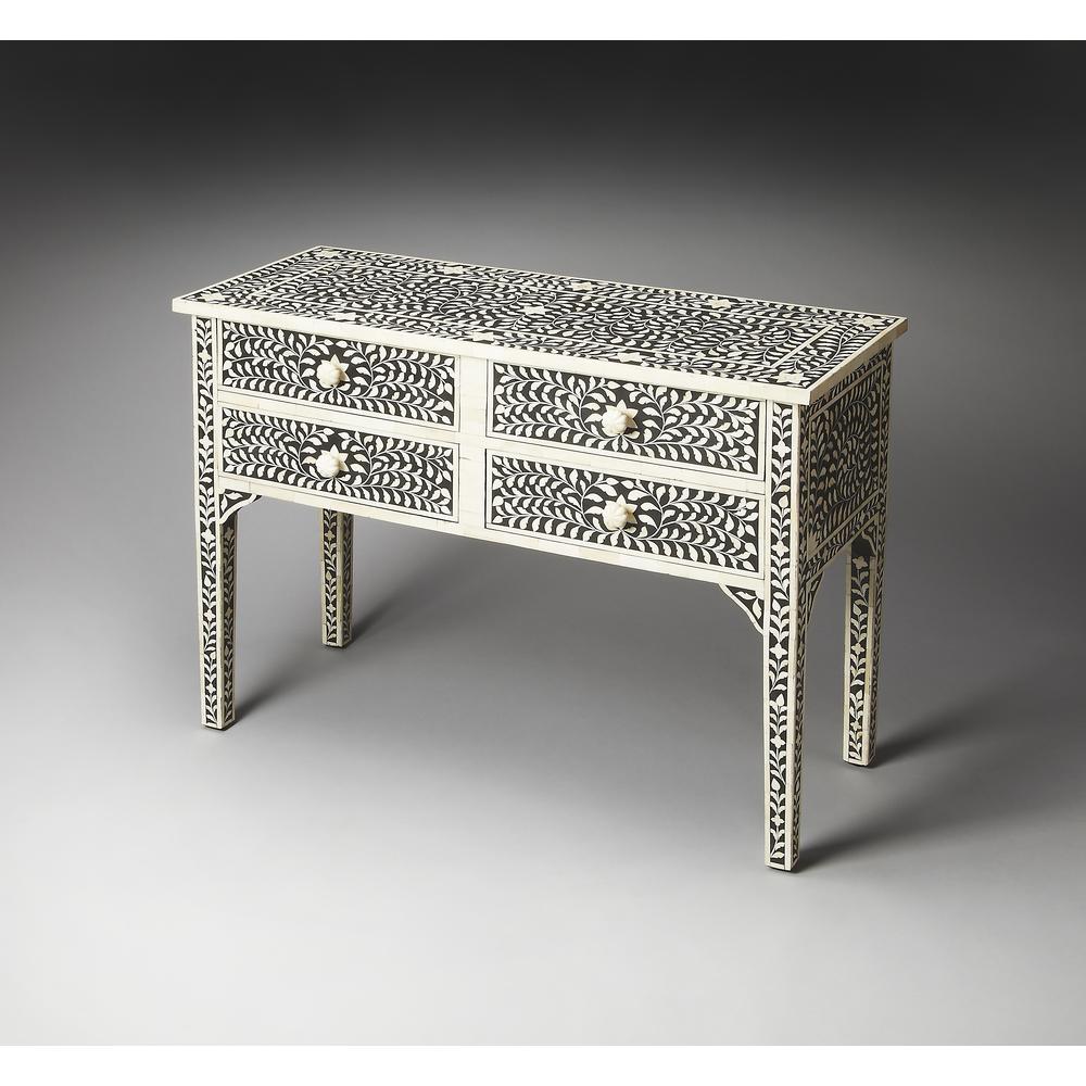 Vivienne Bone Inlay Console Table, Black. Picture 2