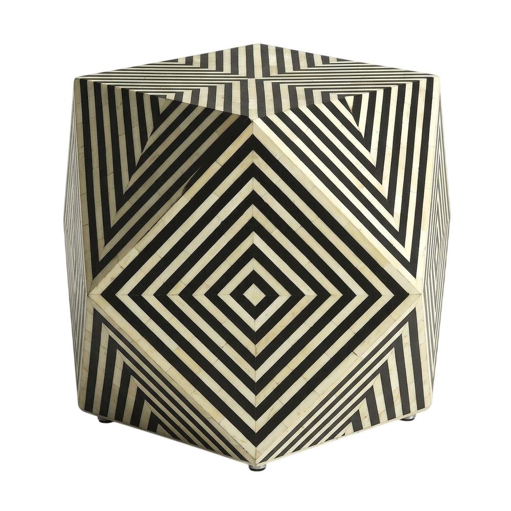 Geometric Square Side Table, Modern Bone Inlay Accent Table for Living Room. Picture 5