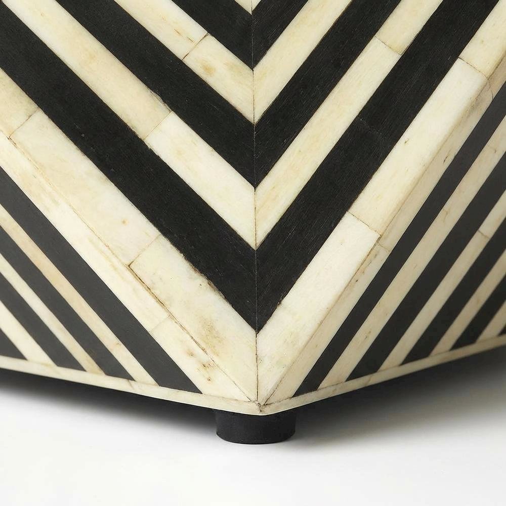Geometric Square Side Table, Modern Bone Inlay Accent Table for Living Room. Picture 7