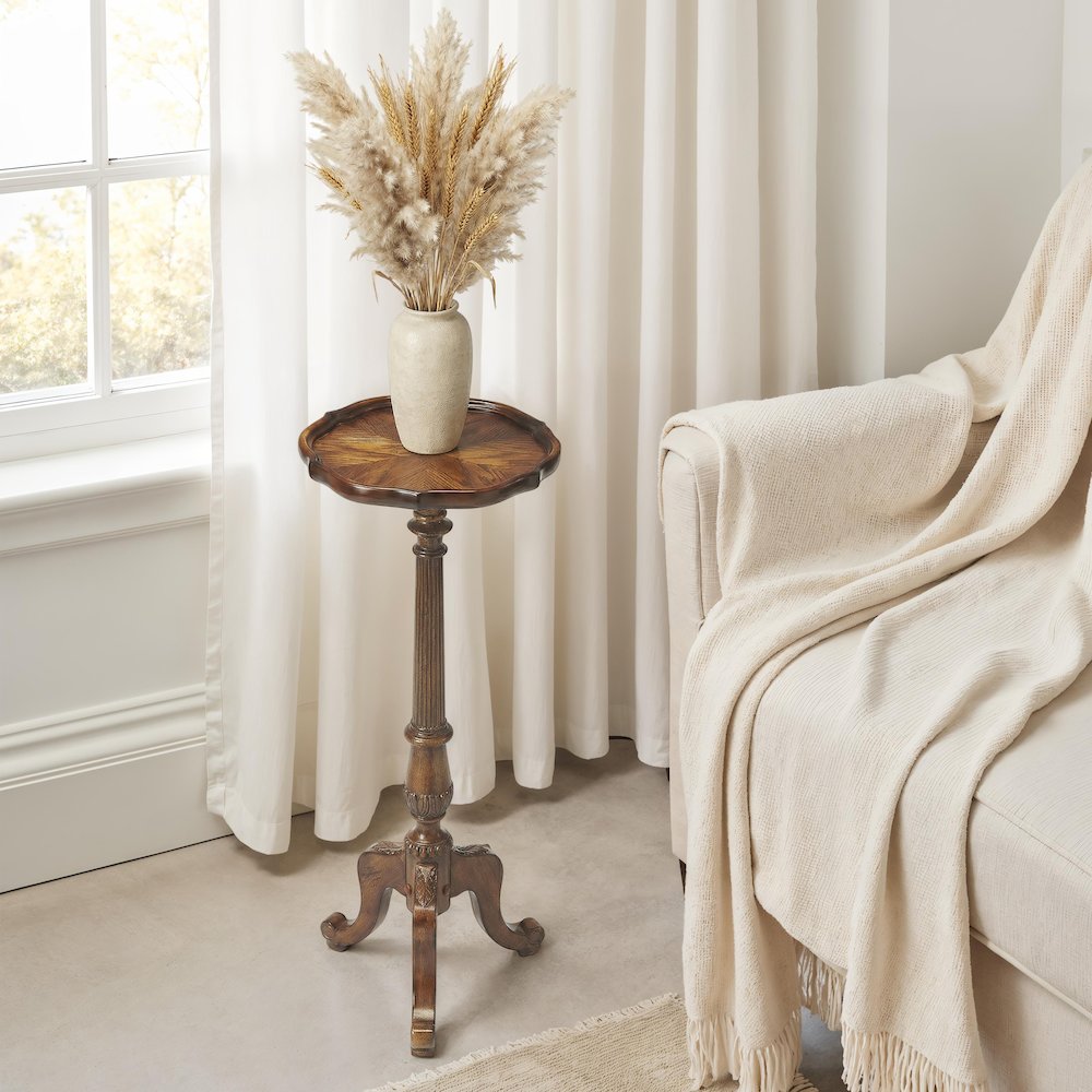 Chatsworth Pedestal Plant Stand, Medium Brown. Picture 4